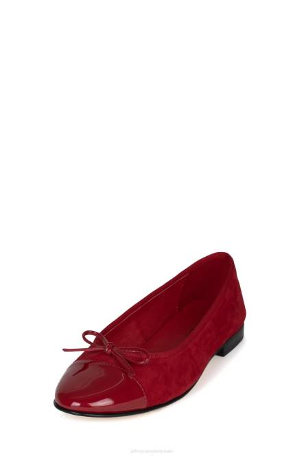 Jeffrey Campbell arabesk NDHB191 ballerina's rode suède combi vrouwen