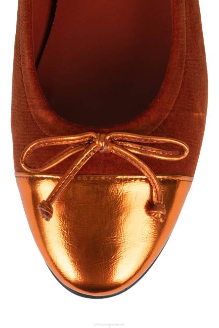 Jeffrey Campbell arabesk NDHB194 ballerina's oranje fluwelen combi vrouwen