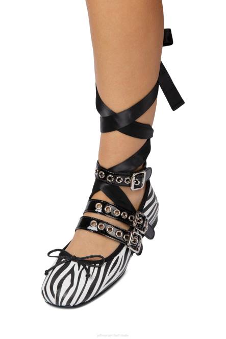 Jeffrey Campbell ballotage NDHB207 ballerina's zebra zwart lak zilver vrouwen