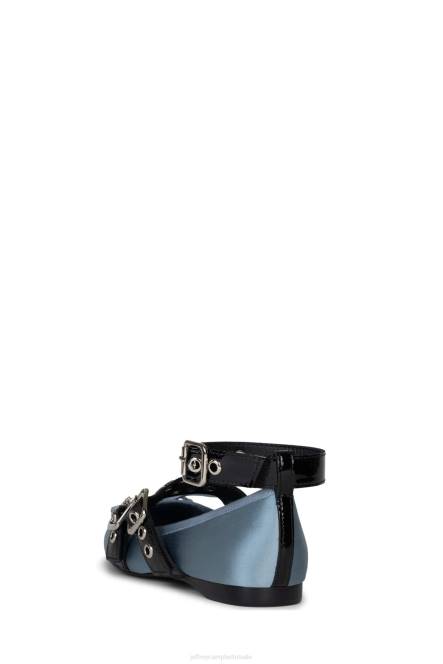 Jeffrey Campbell choreo NDHB209 ballerina's blauw satijn zwart lak vrouwen