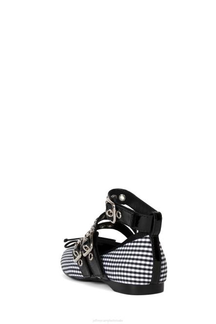 Jeffrey Campbell rina NDHB203 ballerina's wit geruit zwart lak vrouwen