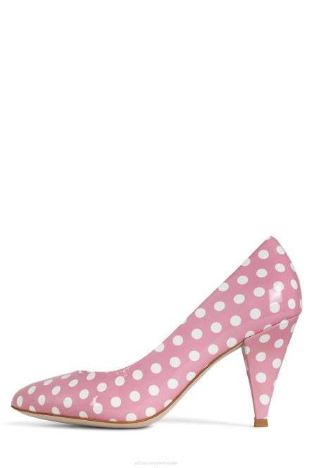 Jeffrey Campbell Veronique NDHB1383 hakken pomp roze wit polka dot patent vrouwen
