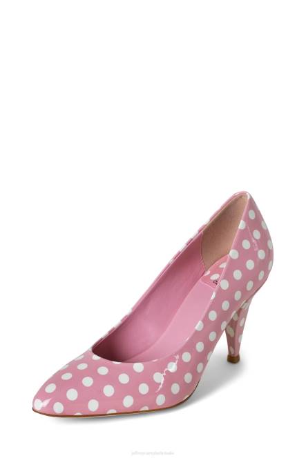 Jeffrey Campbell Veronique NDHB1383 hakken pomp roze wit polka dot patent vrouwen