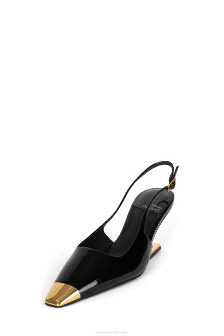 Jeffrey Campbell boosdoener-l NDHB1356 hakken pomp zwart patent goud vrouwen