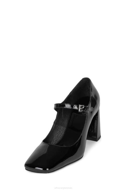 Jeffrey Campbell bourdin-2 NDHB1359 hakken pomp zwart gekreukt patent vrouwen