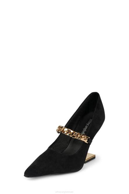 Jeffrey Campbell half NDHB1387 hakken pomp zwart suède goud vrouwen