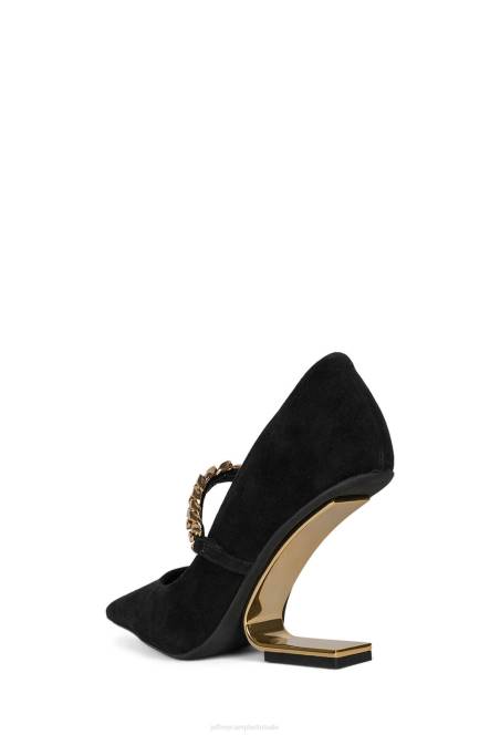 Jeffrey Campbell half NDHB1387 hakken pomp zwart suède goud vrouwen