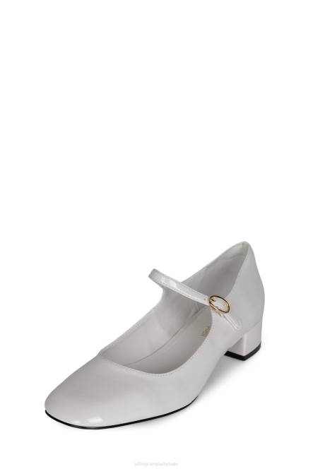 Jeffrey Campbell hoogste niveau NDHB1343 hakken pomp wit gekreukt patent vrouwen