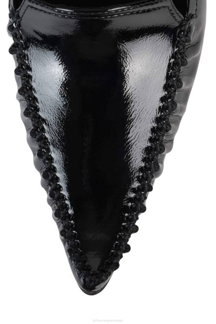 Jeffrey Campbell in een opwelling NDHB1401 hakken pomp zwart gekreukt patent vrouwen