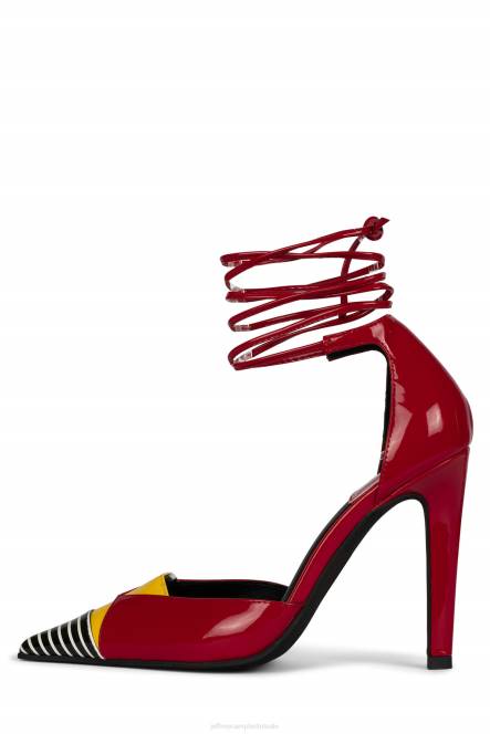 Jeffrey Campbell ovio NDHB1368 hakken pomp zwart wit streep rood multi vrouwen