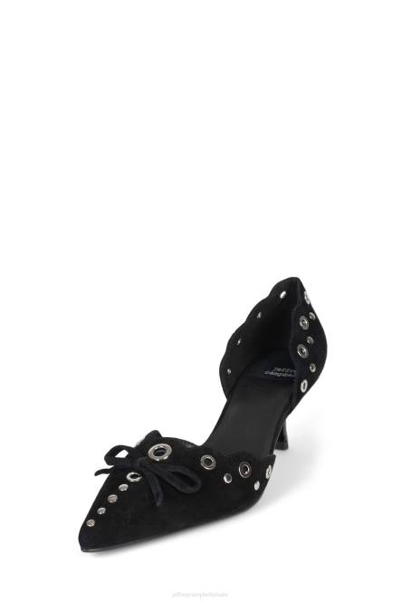 Jeffrey Campbell tevreden NDHB1393 hakken pomp zwart suède zilver vrouwen