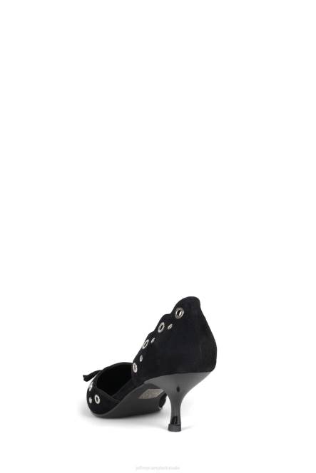 Jeffrey Campbell tevreden NDHB1393 hakken pomp zwart suède zilver vrouwen