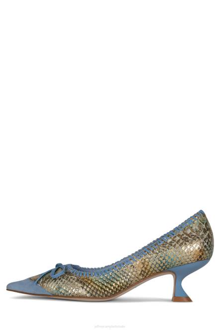 Jeffrey Campbell torpedo-2 NDHB1362 hakken pomp blauwe suède slang multi vrouwen