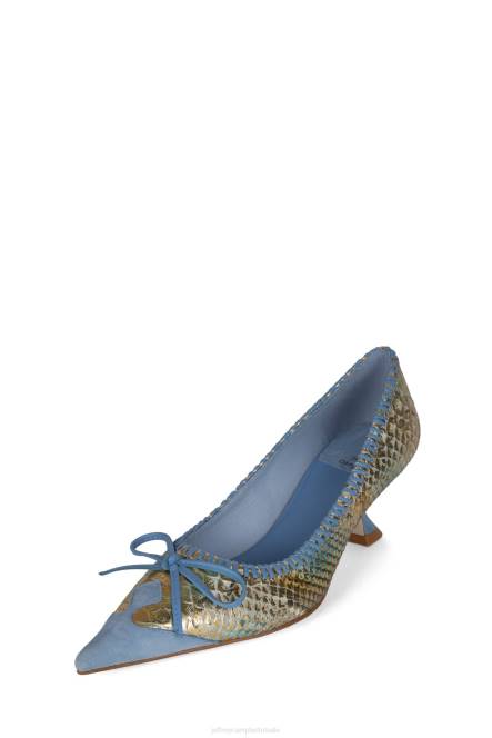 Jeffrey Campbell torpedo-2 NDHB1362 hakken pomp blauwe suède slang multi vrouwen