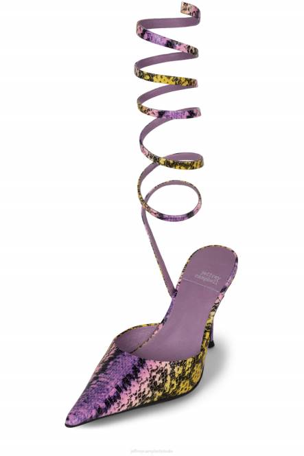 Jeffrey Campbell Afrodite NDHB1677 muilezel met hakken geel paarse slang vrouwen