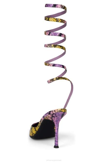 Jeffrey Campbell Afrodite NDHB1677 muilezel met hakken geel paarse slang vrouwen