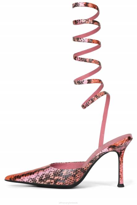 Jeffrey Campbell Afrodite NDHB1678 muilezel met hakken roze oranje slang vrouwen