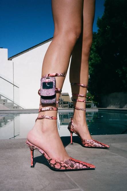 Jeffrey Campbell Afrodite NDHB1678 muilezel met hakken roze oranje slang vrouwen