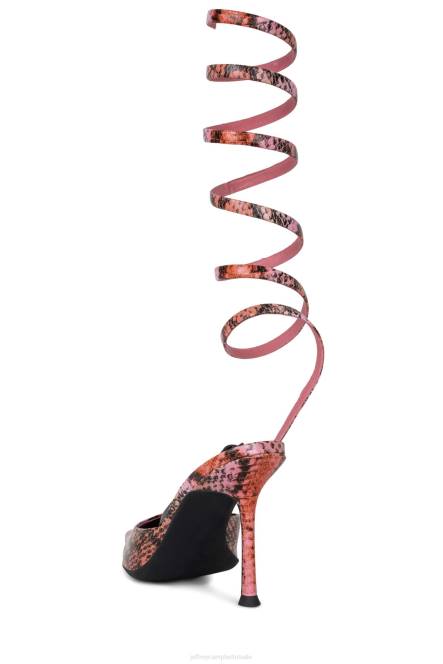 Jeffrey Campbell Afrodite NDHB1678 muilezel met hakken roze oranje slang vrouwen