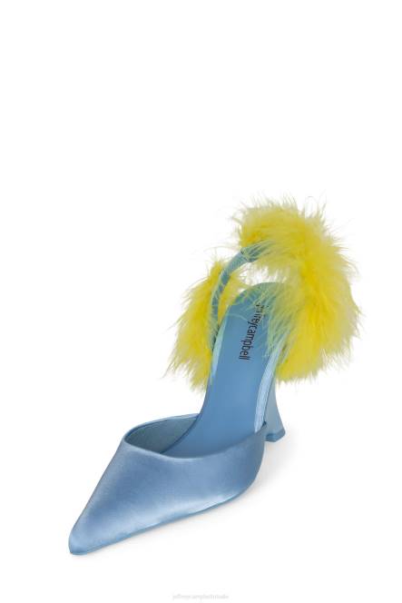 Jeffrey Campbell Opschepper NDHB1659 muilezel met hakken blauw satijn geel vrouwen