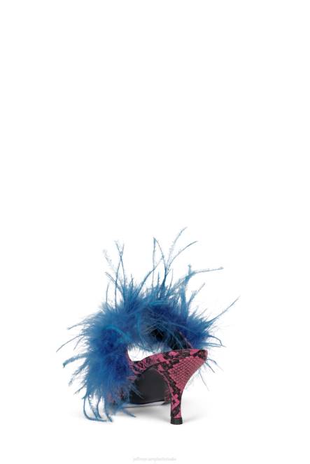 Jeffrey Campbell bevedering NDHB1696 muilezel met hakken roze slang blauw vrouwen