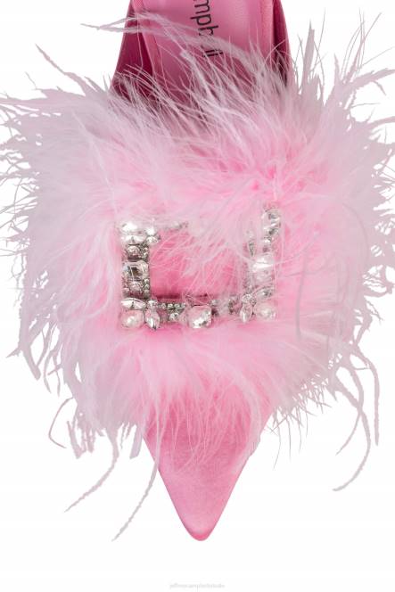 Jeffrey Campbell bont-wut NDHB1661 muilezel met hakken roze satijn vrouwen