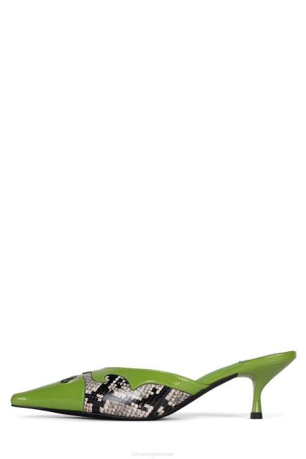 Jeffrey Campbell dilettant NDHB1670 muilezel met hakken groene pat grijze zwarte slang vrouwen