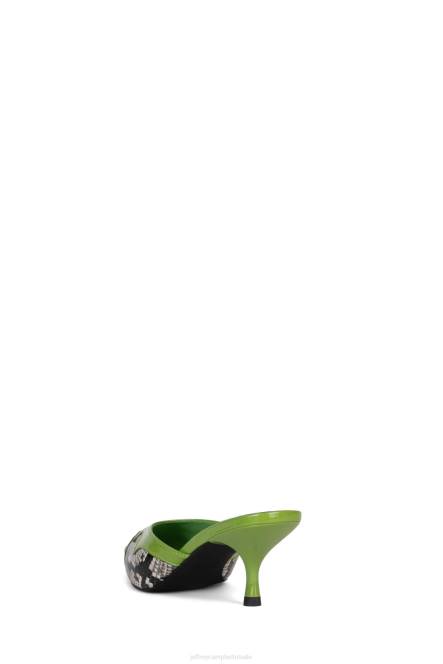 Jeffrey Campbell dilettant NDHB1670 muilezel met hakken groene pat grijze zwarte slang vrouwen