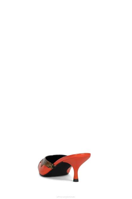 Jeffrey Campbell dilettant NDHB1672 muilezel met hakken beige bruine slang oranje pat vrouwen