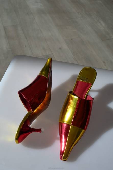 Jeffrey Campbell oculair NDHB1714 muilezel met hakken rood metallisch goud vrouwen