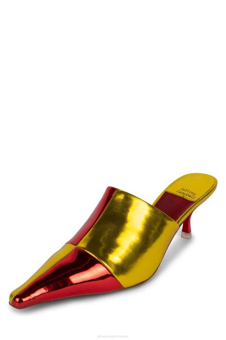 Jeffrey Campbell oculair NDHB1714 muilezel met hakken rood metallisch goud vrouwen