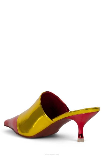 Jeffrey Campbell oculair NDHB1714 muilezel met hakken rood metallisch goud vrouwen