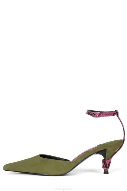 Jeffrey Campbell operatief NDHB1699 muilezel met hakken groene suède roze slang vrouwen