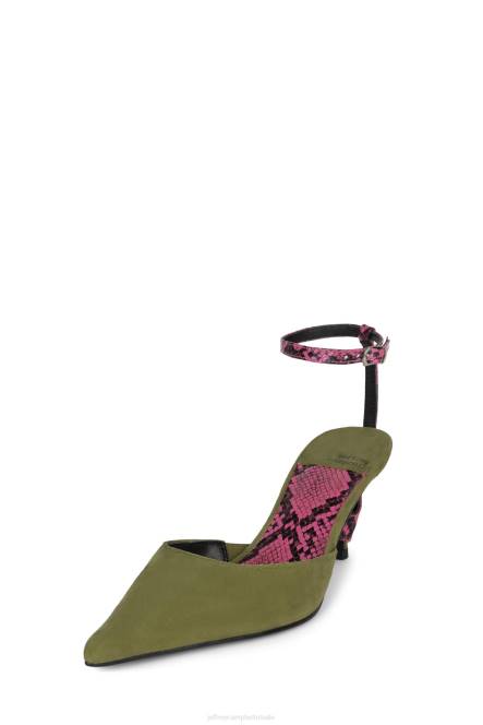 Jeffrey Campbell operatief NDHB1699 muilezel met hakken groene suède roze slang vrouwen