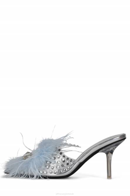 Jeffrey Campbell pixie-f NDHB1667 muilezel met hakken blauw helder vinyl vrouwen