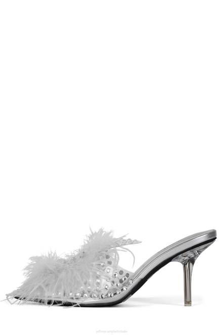 Jeffrey Campbell pixie-f NDHB1668 muilezel met hakken wit helder vinyl vrouwen
