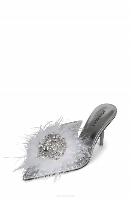 Jeffrey Campbell pixie-f NDHB1668 muilezel met hakken wit helder vinyl vrouwen