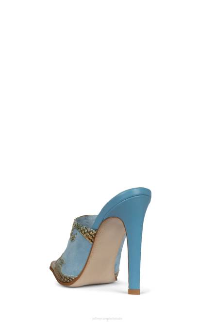 Jeffrey Campbell rijden NDHB1674 muilezel met hakken blauw beige slangenblauw vrouwen
