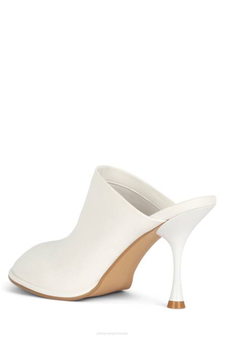 Jeffrey Campbell schuine standen NDHB1719 muilezel met hakken wit gekreukt patent vrouwen