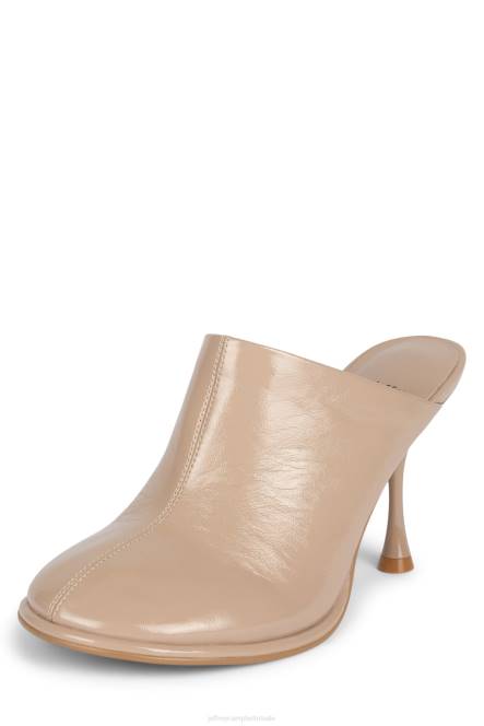 Jeffrey Campbell schuine standen NDHB1720 muilezel met hakken taupe gekreukt patent vrouwen