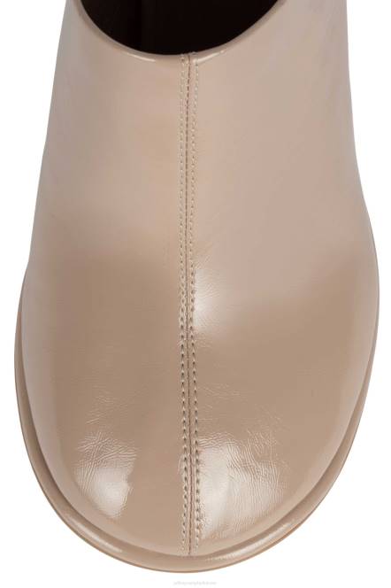 Jeffrey Campbell schuine standen NDHB1720 muilezel met hakken taupe gekreukt patent vrouwen