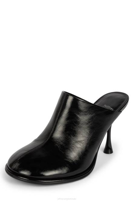 Jeffrey Campbell schuine standen NDHB1722 muilezel met hakken zwart gekreukt patent vrouwen