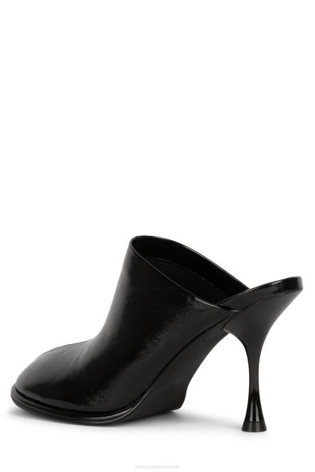 Jeffrey Campbell schuine standen NDHB1722 muilezel met hakken zwart gekreukt patent vrouwen