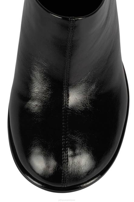 Jeffrey Campbell schuine standen NDHB1722 muilezel met hakken zwart gekreukt patent vrouwen