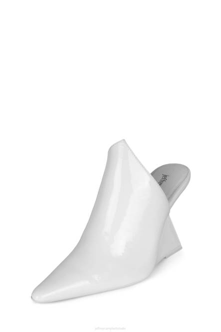 Jeffrey Campbell stijlvol NDHB1681 muilezel met hakken wit gekreukt patent vrouwen