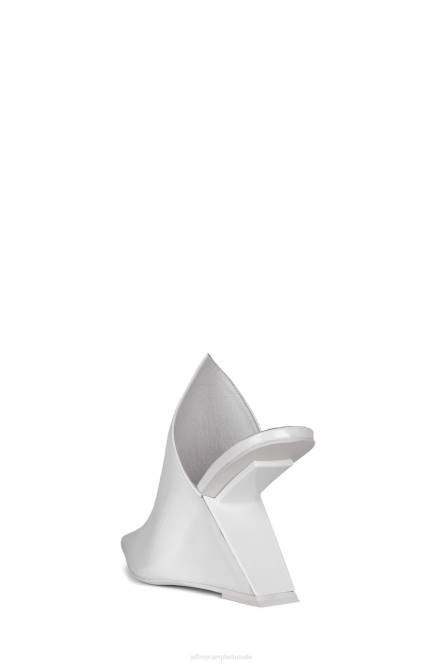Jeffrey Campbell stijlvol NDHB1681 muilezel met hakken wit gekreukt patent vrouwen