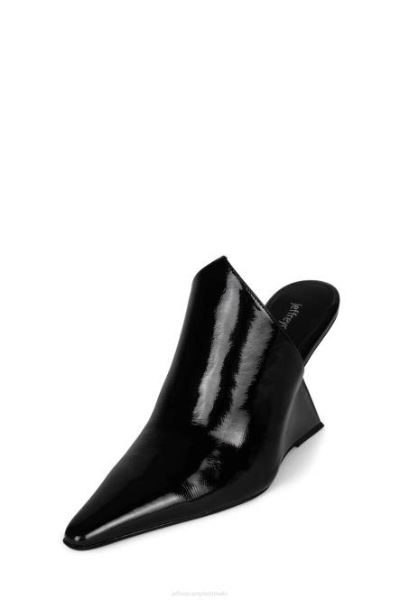 Jeffrey Campbell stijlvol NDHB1682 muilezel met hakken zwart gekreukt patent vrouwen