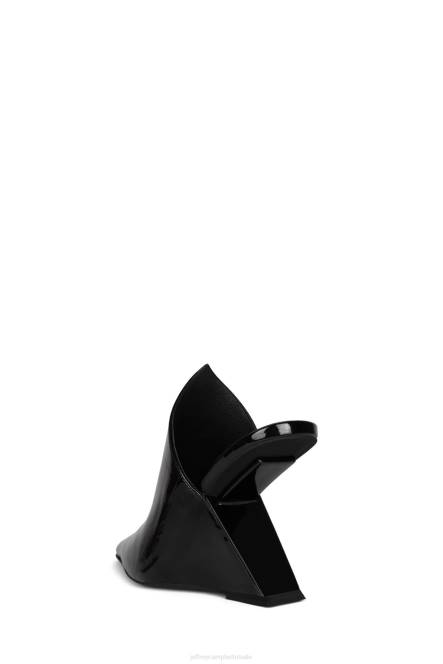 Jeffrey Campbell stijlvol NDHB1682 muilezel met hakken zwart gekreukt patent vrouwen