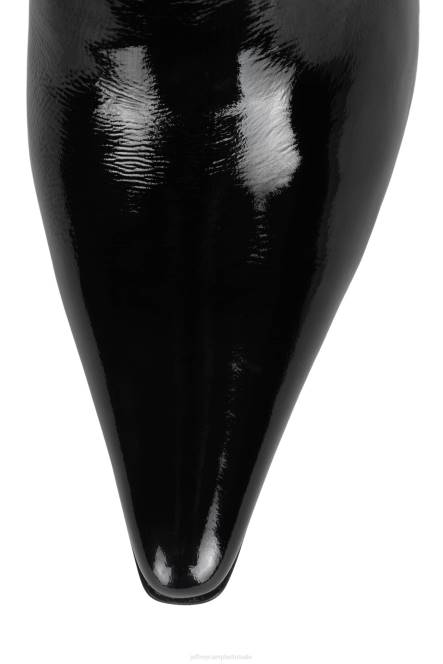 Jeffrey Campbell stijlvol NDHB1682 muilezel met hakken zwart gekreukt patent vrouwen