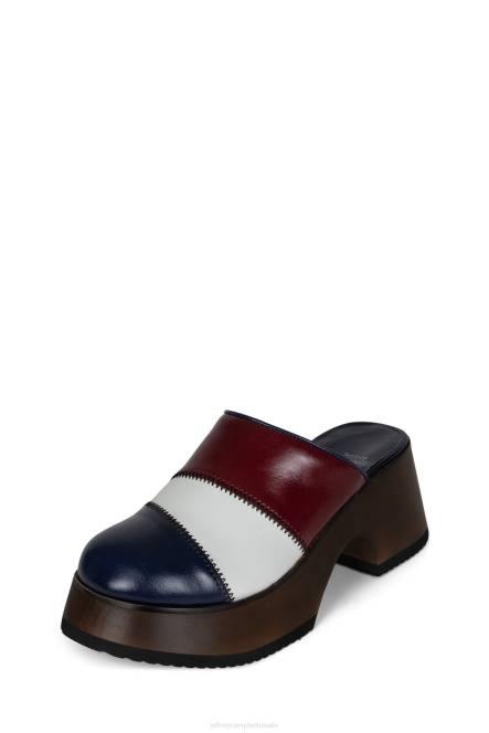 Jeffrey Campbell verstopt NDHB1724 muilezel met hakken rood Wit blauw vrouwen